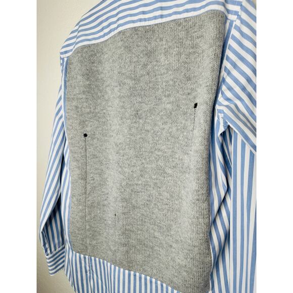 Maison Margiela Distressed Gray Vest Layered Blue & White Stripe Shirt - Picture 10 of 16